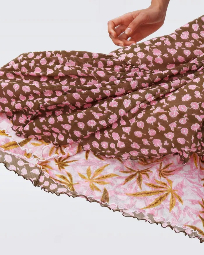 DVF Skirts Women Austria Reversible Mesh Skirt Cannabis Pink And Rose Showers Khaki