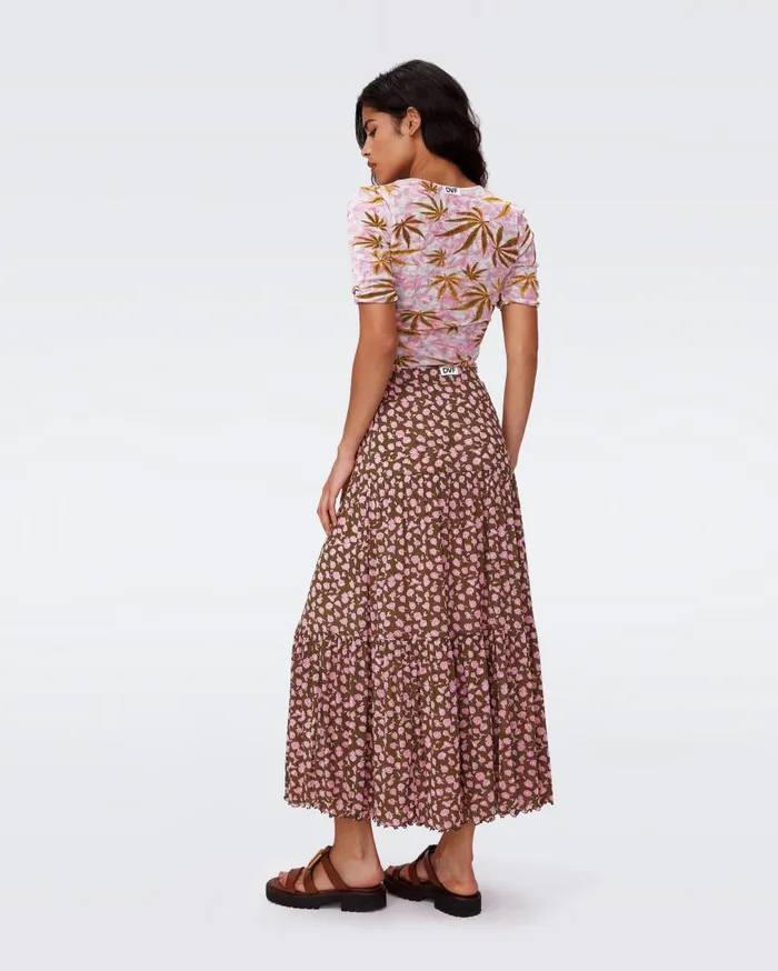 DVF Skirts Women Austria Reversible Mesh Skirt Cannabis Pink And Rose Showers Khaki