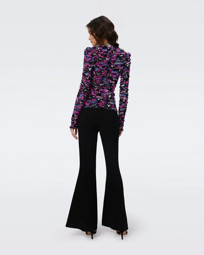 DVF Tops Women Amal Reversible Mesh Top Fishnet Floral And Stadium Geo Purple