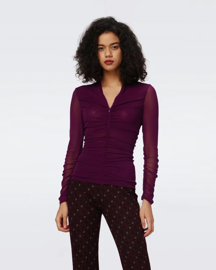 DVF Tops Women Julie Mesh Top Velvet Plum