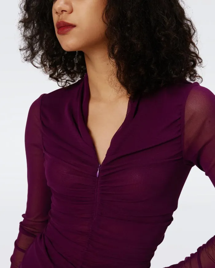 DVF Tops Women Julie Mesh Top Velvet Plum