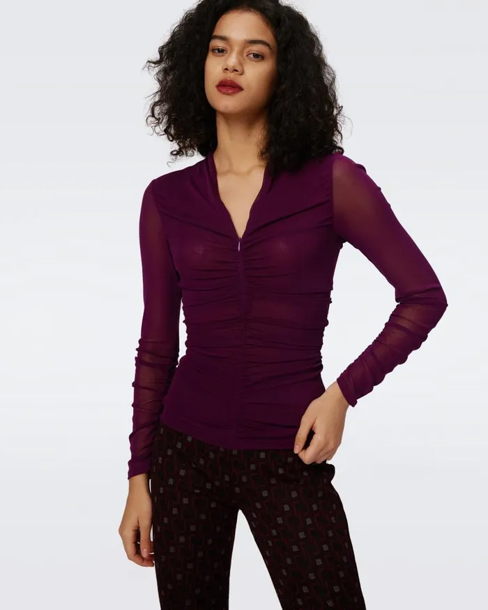 DVF Tops Women Julie Mesh Top Velvet Plum
