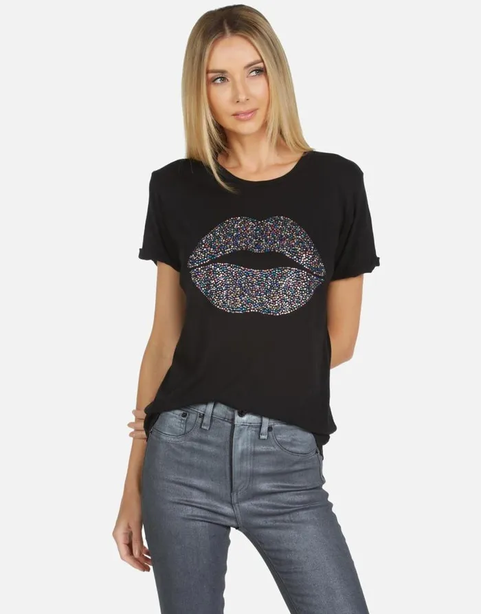 Edda Crystal Sprinkle Lip Black Women Lauren Moshi Short Sleeve