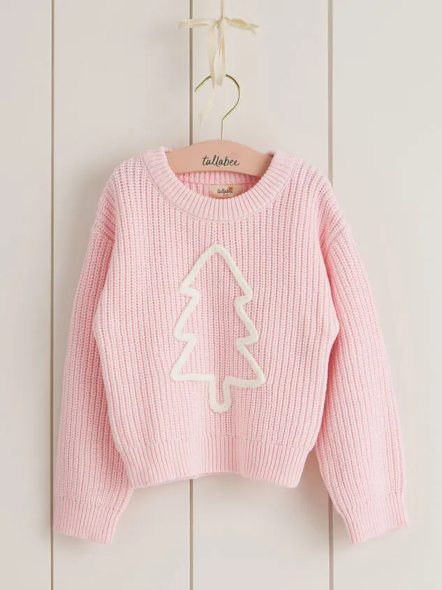 Embroidered Christmas Tree Sweater Pink Girl Altar039d State Tops