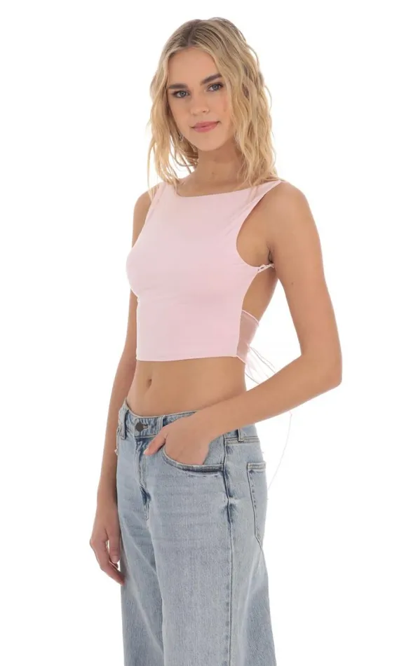 Embroidered Open Back Top Pink Women LUCY IN THE SKY Tops Embroidered Open Back Top Pink Women LUCY IN THE SKY Tops