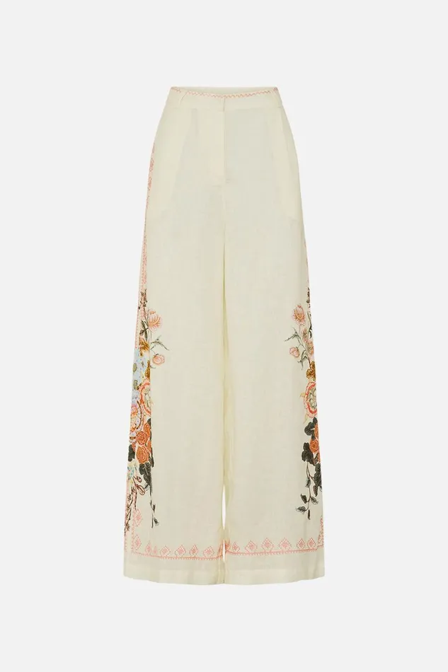 EMBROIDERED WIDE LEG WAISTED PANT IN HONOUR OF HEIRLOOMS In Honour Of Heirlooms Womens Camilla Pants