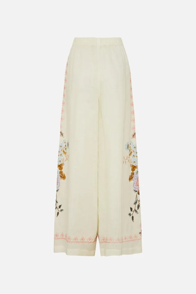 EMBROIDERED WIDE LEG WAISTED PANT IN HONOUR OF HEIRLOOMS In Honour Of Heirlooms Womens Camilla Pants
