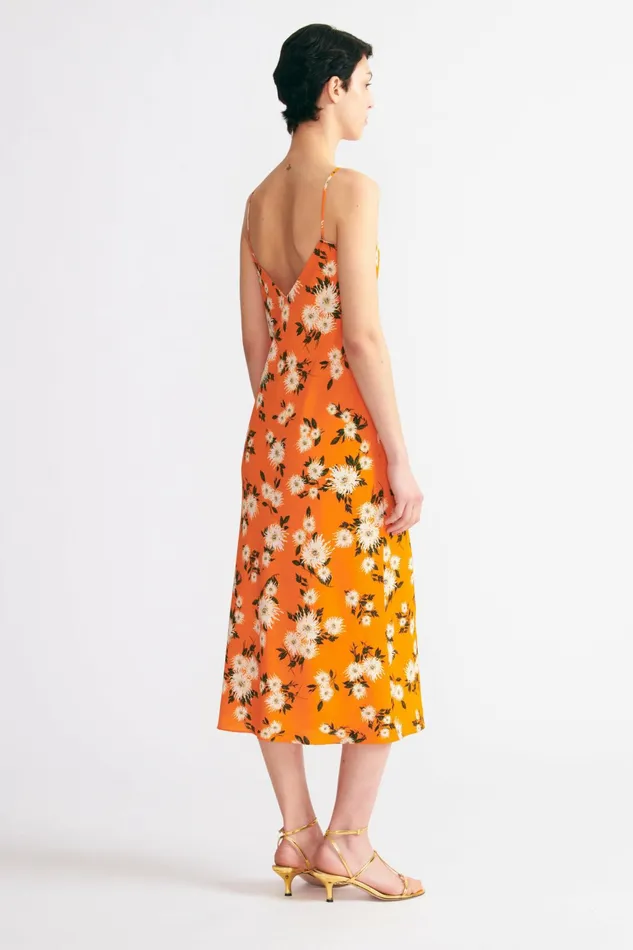 Emilia Wickstead Amaris Dress Orange Dahlia Floral Crepe Georgette Women Dresses Emilia Wickstead Amaris Dress Orange Dahlia Floral Crepe Georgette Women Dresses