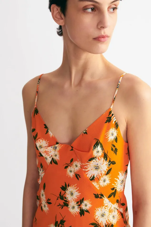 Emilia Wickstead Amaris Dress Orange Dahlia Floral Crepe Georgette Women Dresses Emilia Wickstead Amaris Dress Orange Dahlia Floral Crepe Georgette Women Dresses