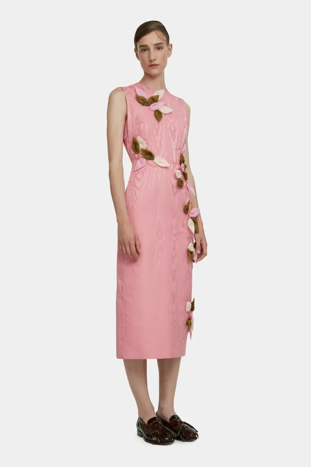 Emilia Wickstead Cappia Petal Applique Dress In Pink Moire Mikado Women Dresses Emilia Wickstead Cappia Petal Applique Dress In Pink Moire Mikado Women Dresses