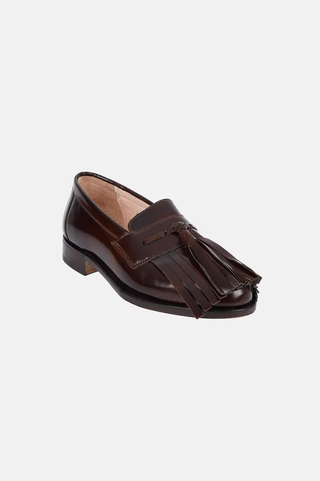 Emilia Wickstead Grenson X Emilia Wickstead Grenda Tassel Front Loafer In Dark Brown Leather Women Denim