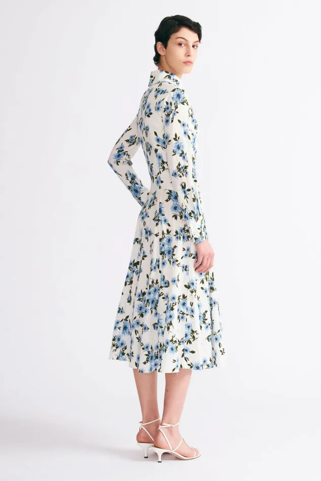Emilia Wickstead Jancine Dress In Blue Floral Print Bibione Cotton Women Dresses Emilia Wickstead Jancine Dress In Blue Floral Print Bibione Cotton Women Dresses
