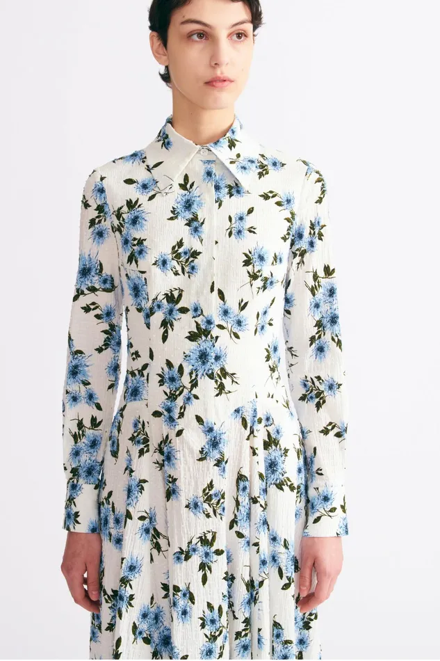 Emilia Wickstead Jancine Dress In Blue Floral Print Bibione Cotton Women Dresses Emilia Wickstead Jancine Dress In Blue Floral Print Bibione Cotton Women Dresses