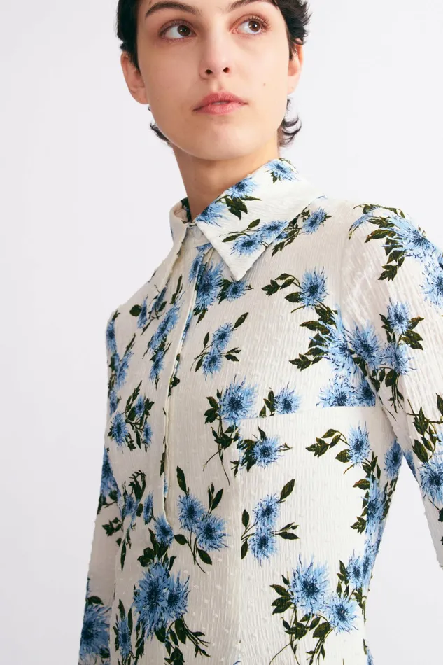 Emilia Wickstead Jancine Dress In Blue Floral Print Bibione Cotton Women Dresses Emilia Wickstead Jancine Dress In Blue Floral Print Bibione Cotton Women Dresses