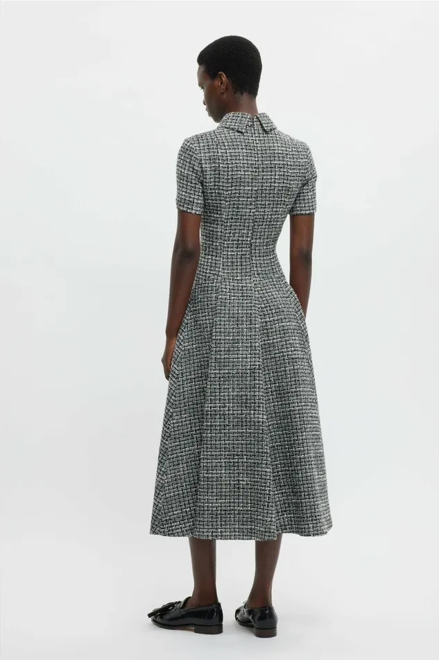 Emilia Wickstead Jody Dress In Ivory and Black Boucle Tweed Women Dresses