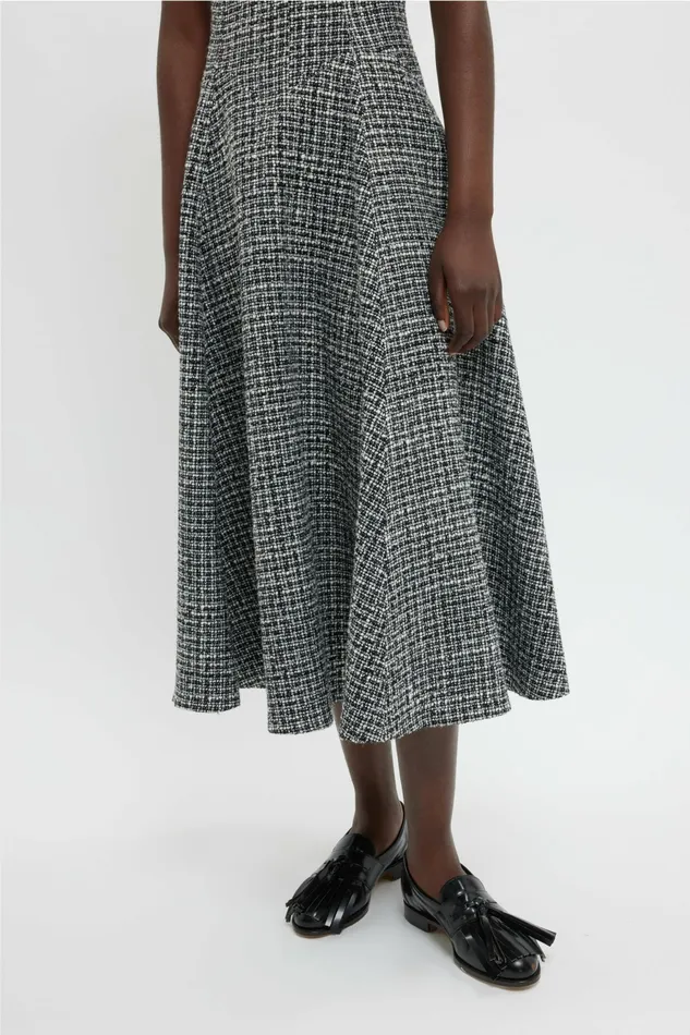 Emilia Wickstead Jody Dress In Ivory and Black Boucle Tweed Women Dresses