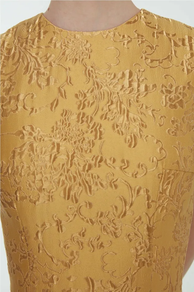 Emilia Wickstead Mara Dress In Gold Wallpaper Jacquard Women Dresses