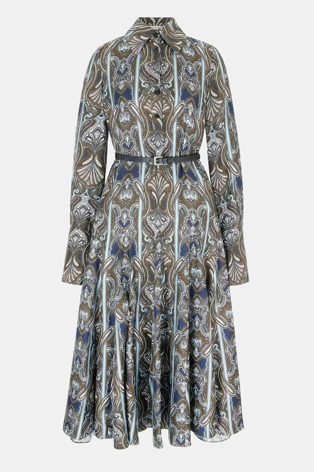 Emilia Wickstead Marione Dress In Blue Paisley Silk Twill Women Dresses