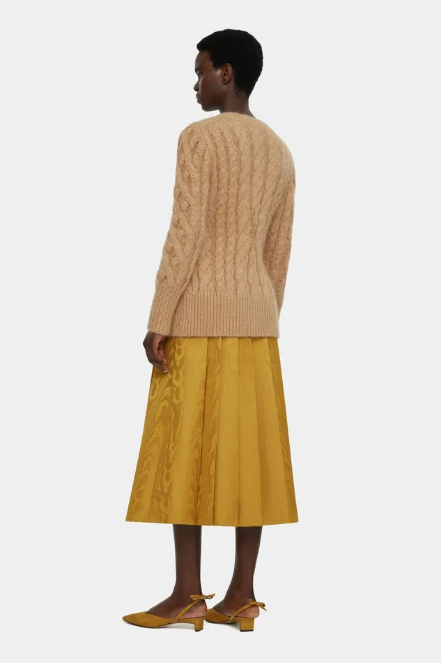 Emilia Wickstead Ross Cable Knit Cardigan In Beige Mohair Women Knitwear