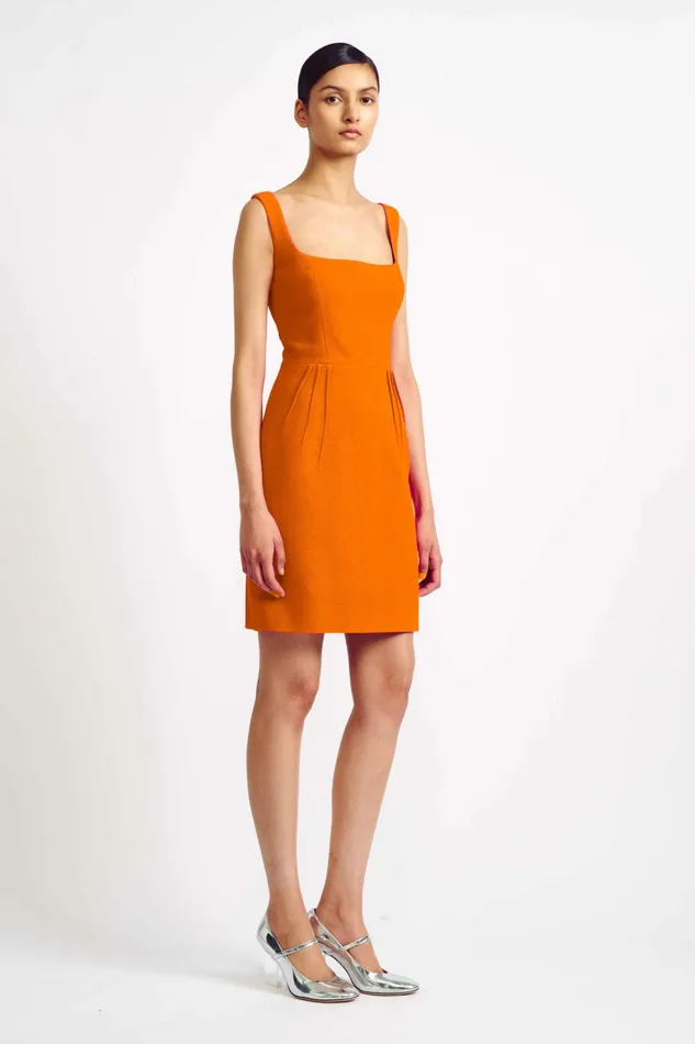 Emilia Wickstead Salma Dress In Hot Orange Double Crepe Women Dresses