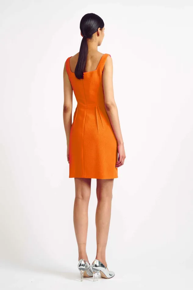Emilia Wickstead Salma Dress In Hot Orange Double Crepe Women Dresses