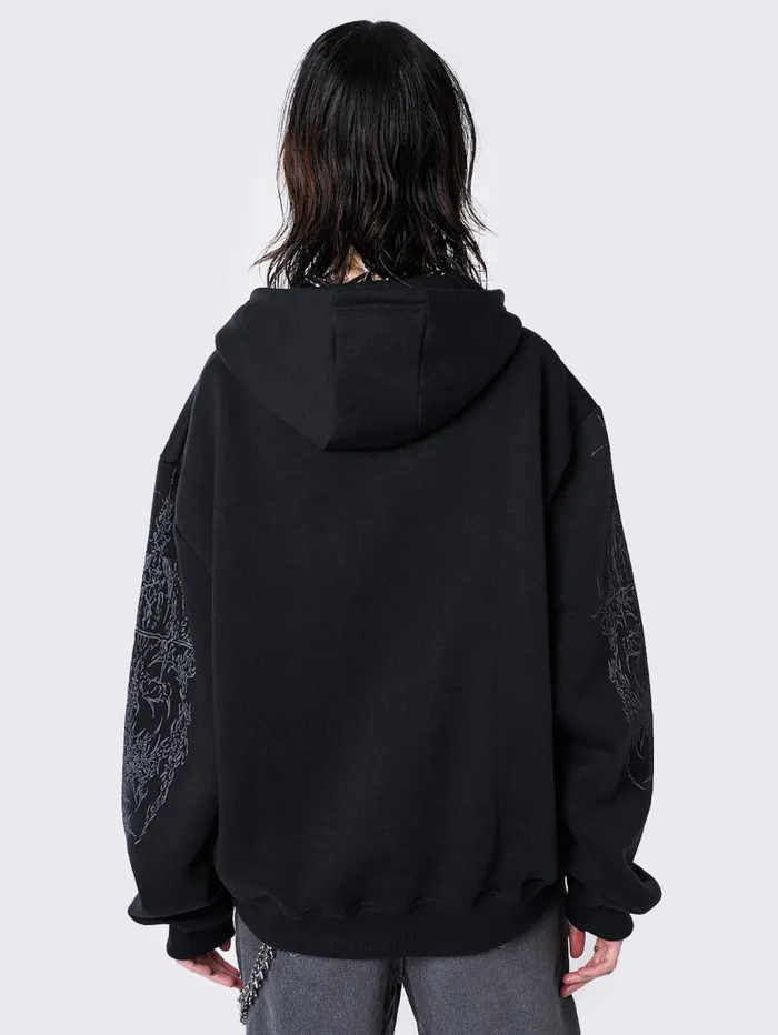 Enigmatic Black Oversized Zip Up Hoodie Women Minga London Sweatshirts and Hoodies Enigmatic Black Oversized Zip Up Hoodie Women Minga London Sweatshirts and Hoodies