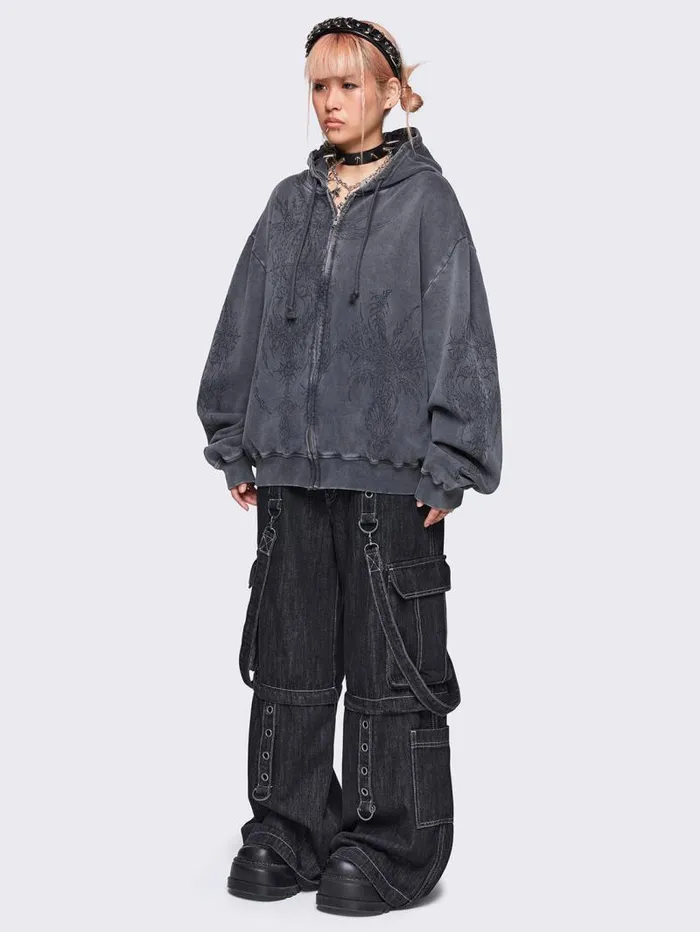 Enigmatic Grey Wash Oversized Zip Up Hoodie Women Minga London Sweatshirts and Hoodies Enigmatic Grey Wash Oversized Zip Up Hoodie Women Minga London Sweatshirts and Hoodies