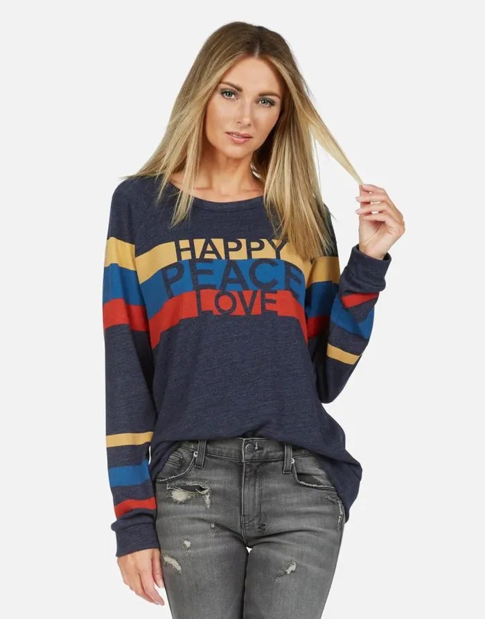 Everly Happy Peace Love Port Navy Women Lauren Moshi Long Sleeve