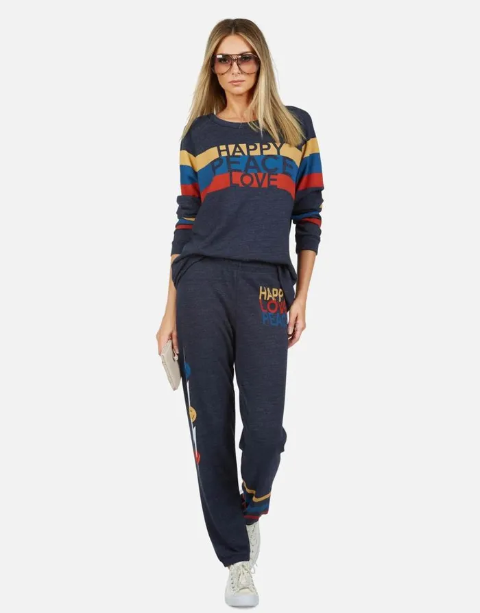 Everly Happy Peace Love Port Navy Women Lauren Moshi Long Sleeve