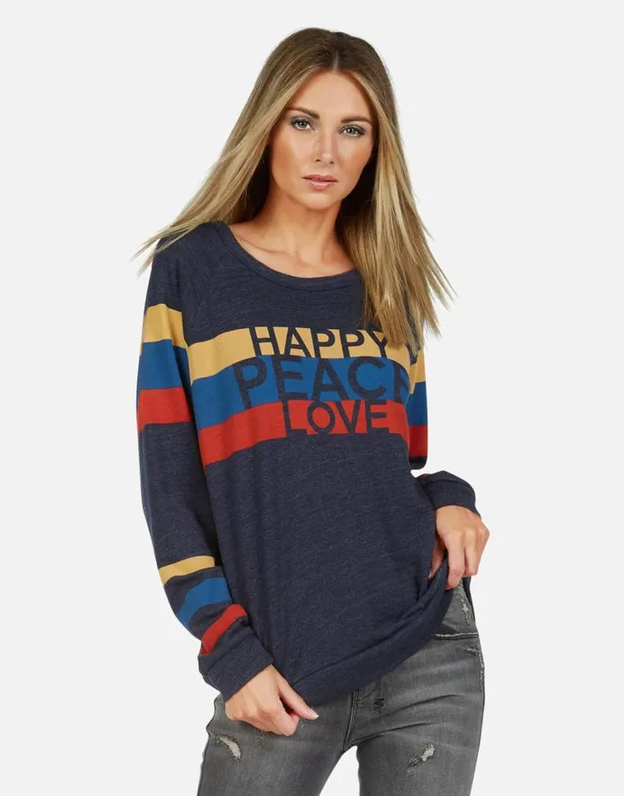 Everly Happy Peace Love Port Navy Women Lauren Moshi Long Sleeve