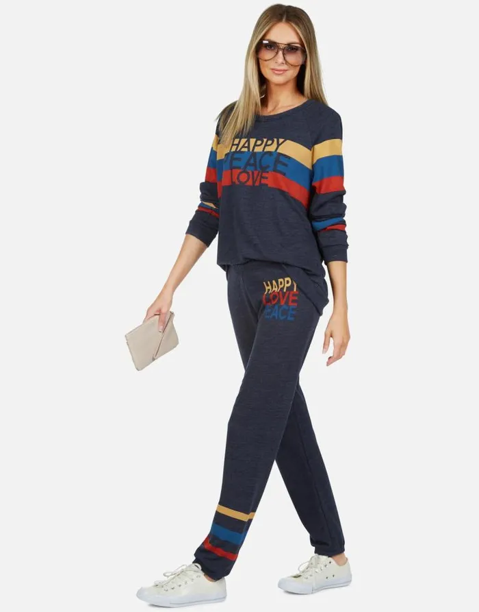 Everly Happy Peace Love Port Navy Women Lauren Moshi Long Sleeve