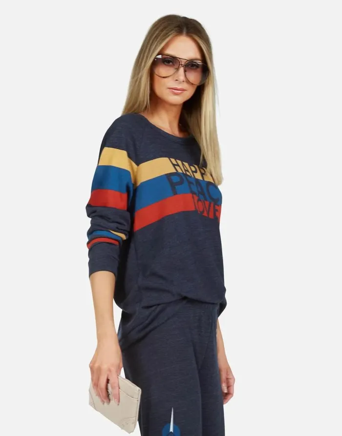 Everly Happy Peace Love Port Navy Women Lauren Moshi Long Sleeve