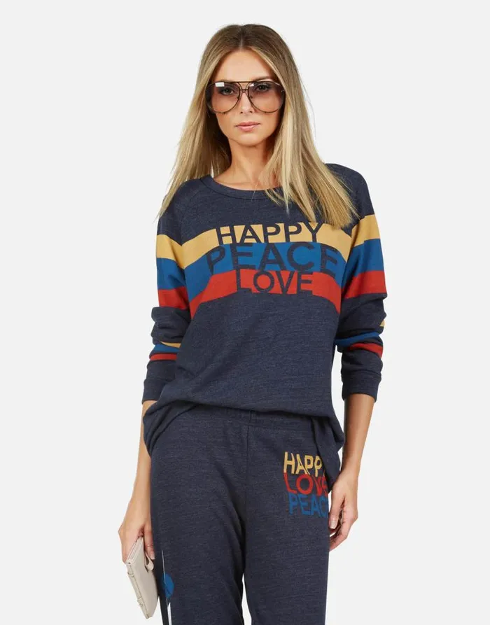 Everly Happy Peace Love Port Navy Women Lauren Moshi Long Sleeve