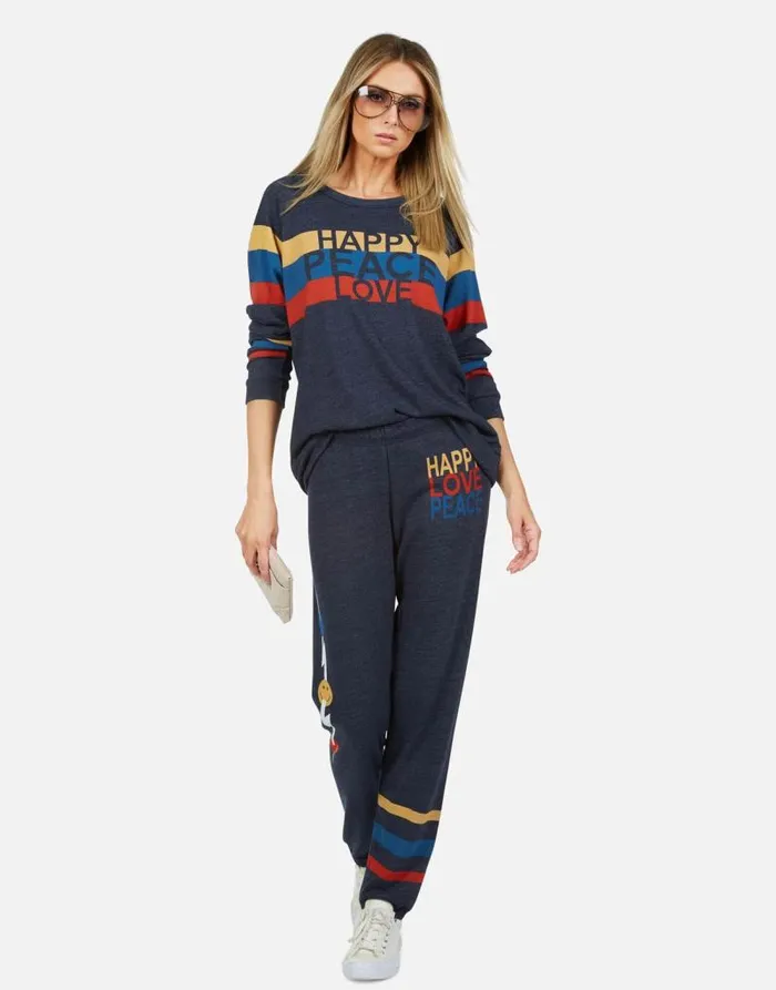 Everly Happy Peace Love Port Navy Women Lauren Moshi Long Sleeve