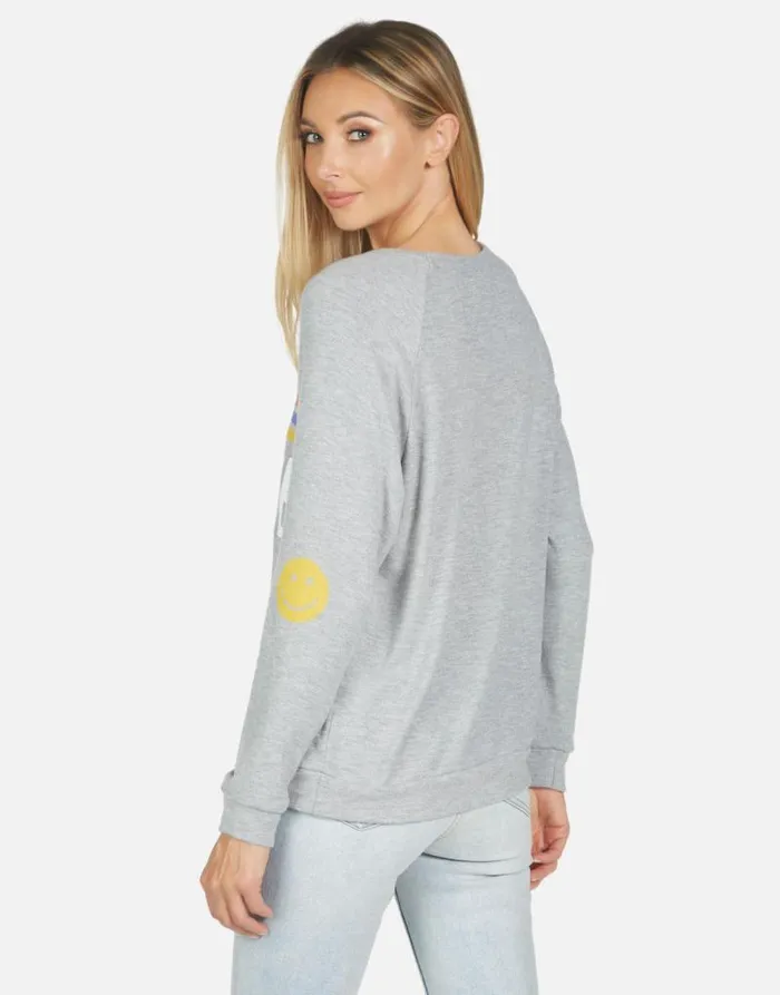 Everly Peace Love Stripe Heather Grey Women Lauren Moshi Long Sleeve