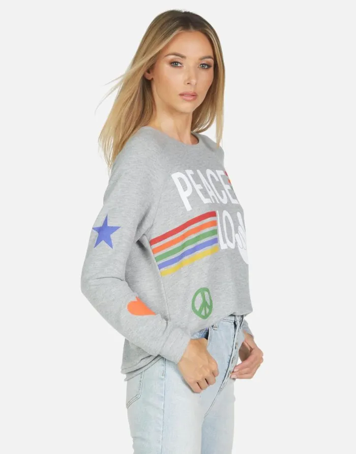 Everly Peace Love Stripe Heather Grey Women Lauren Moshi Long Sleeve