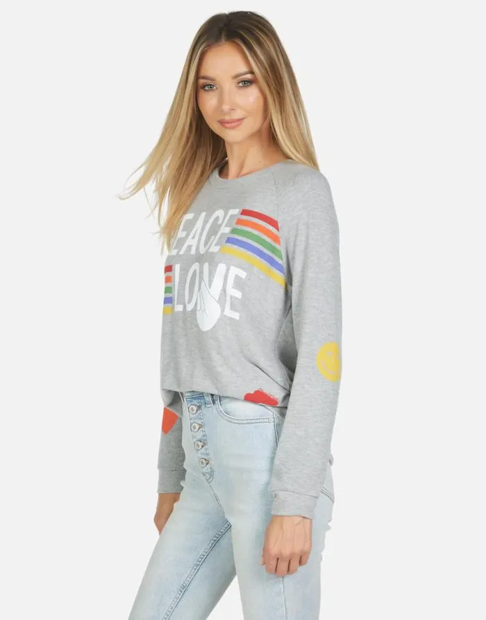 Everly Peace Love Stripe Heather Grey Women Lauren Moshi Long Sleeve