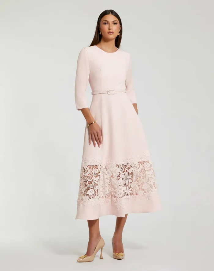 Every Day Dresses Women Mac Duggal Crepe Boat Neck Midi Dress With Applique Cut Out Blush Every Day Dresses Women Mac Duggal Crepe Boat Neck Midi Dress With Applique Cut Out Blush