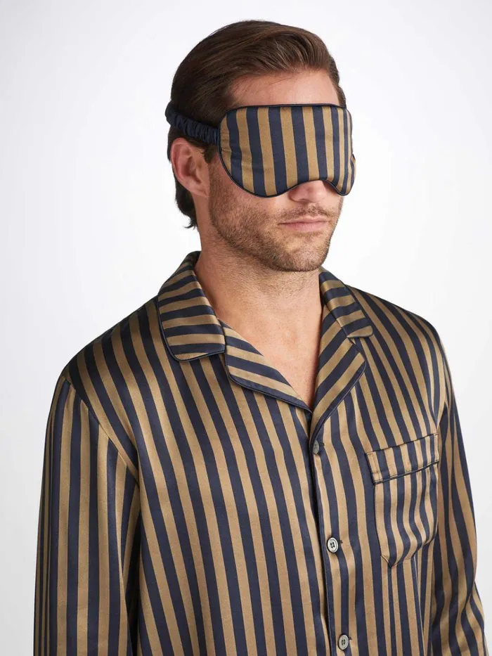 Eye Masks MenWomen Derek Rose Eye Mask Brindisi 107 Silk Satin Navy
