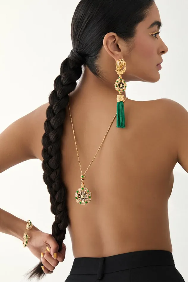 FIERCE FOLKLORE PENDANT TASSEL EARRINGS GOLD Gold WomensMens Camilla Jewellery