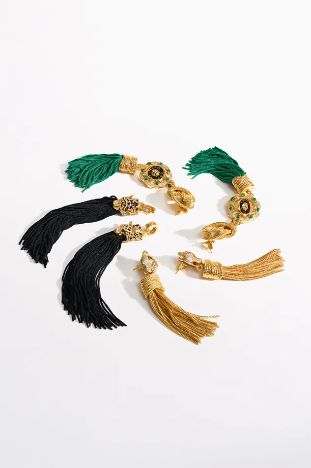 FIERCE FOLKLORE PENDANT TASSEL EARRINGS GOLD Gold WomensMens Camilla Jewellery