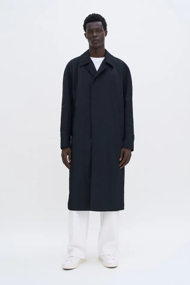 filippak Nylon Gabardine Car Coat Black Men Coats and Jackets