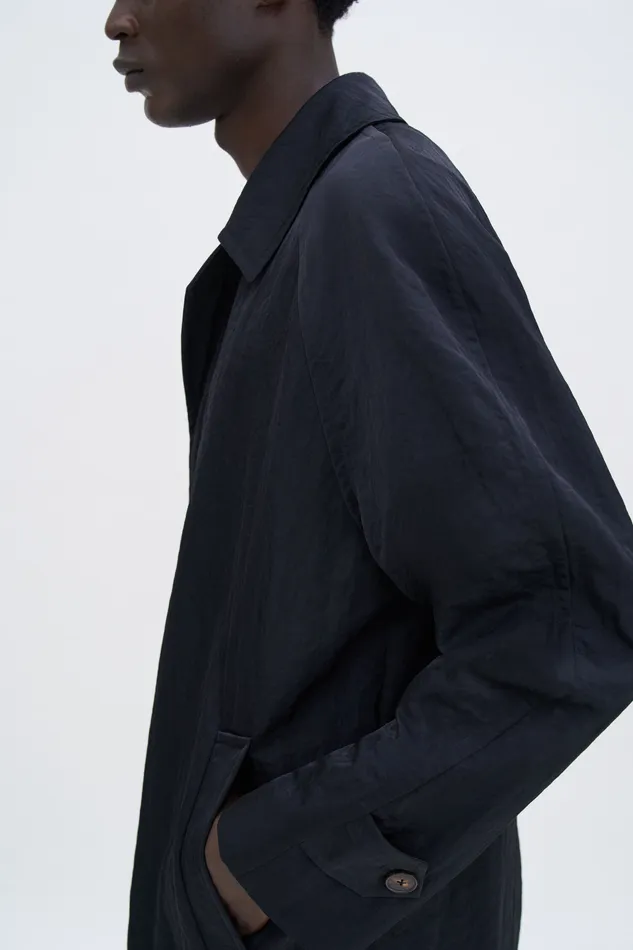 filippak Nylon Gabardine Car Coat Black Men Coats and Jackets