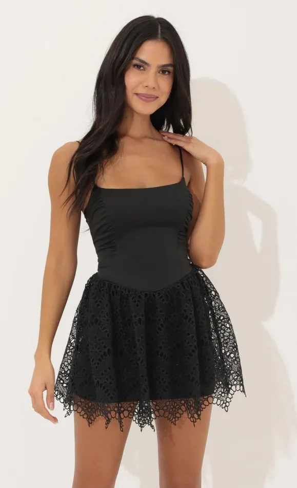 Fit And Flare Dress Black Women LUCY IN THE SKY Mini Dresses