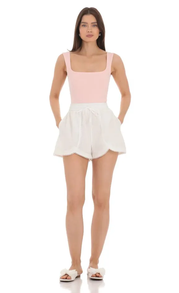 Flare Embroidered Trim Shorts White Women LUCY IN THE SKY Shorts