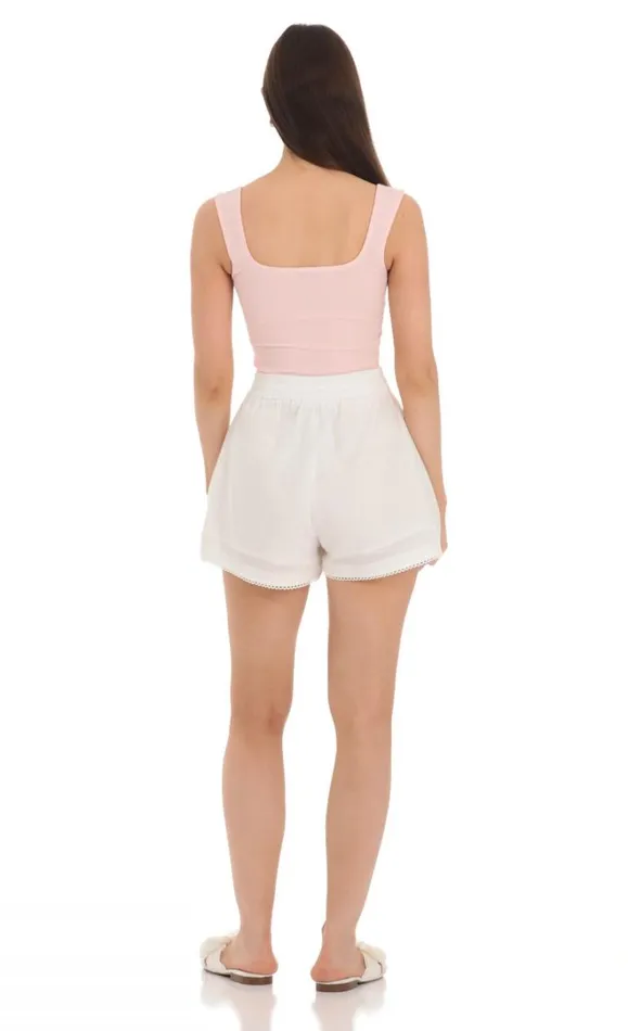 Flare Embroidered Trim Shorts White Women LUCY IN THE SKY Shorts Flare Embroidered Trim Shorts White Women LUCY IN THE SKY Shorts
