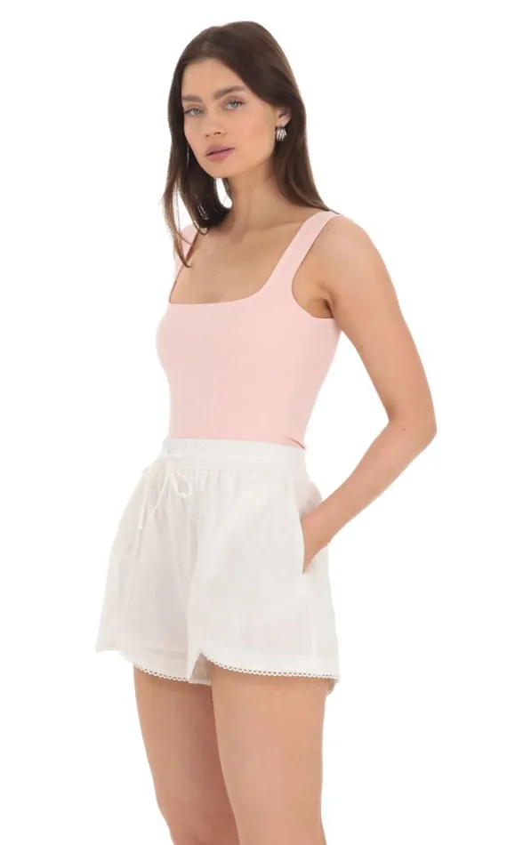 Flare Embroidered Trim Shorts White Women LUCY IN THE SKY Shorts Flare Embroidered Trim Shorts White Women LUCY IN THE SKY Shorts