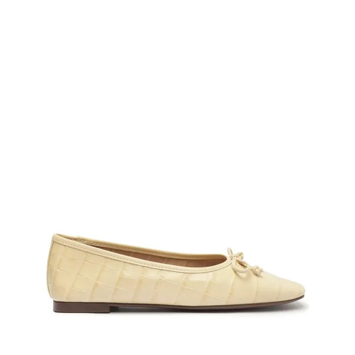 Flats Arissa CrocodileEmbossed Leather Flat Eggshell Schutz Shoes Ballerinas