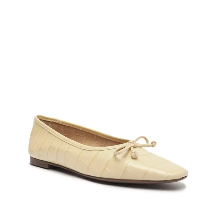 Flats Arissa CrocodileEmbossed Leather Flat Eggshell Schutz Shoes Ballerinas