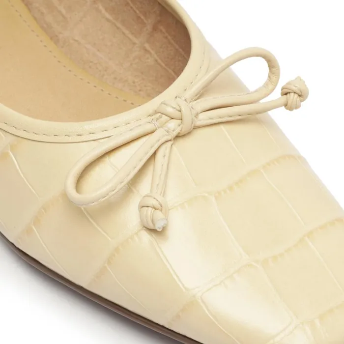 Flats Arissa CrocodileEmbossed Leather Flat Eggshell Schutz Shoes Ballerinas
